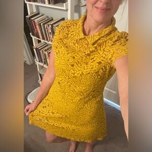 Zara Yellow Lace Mini Dress